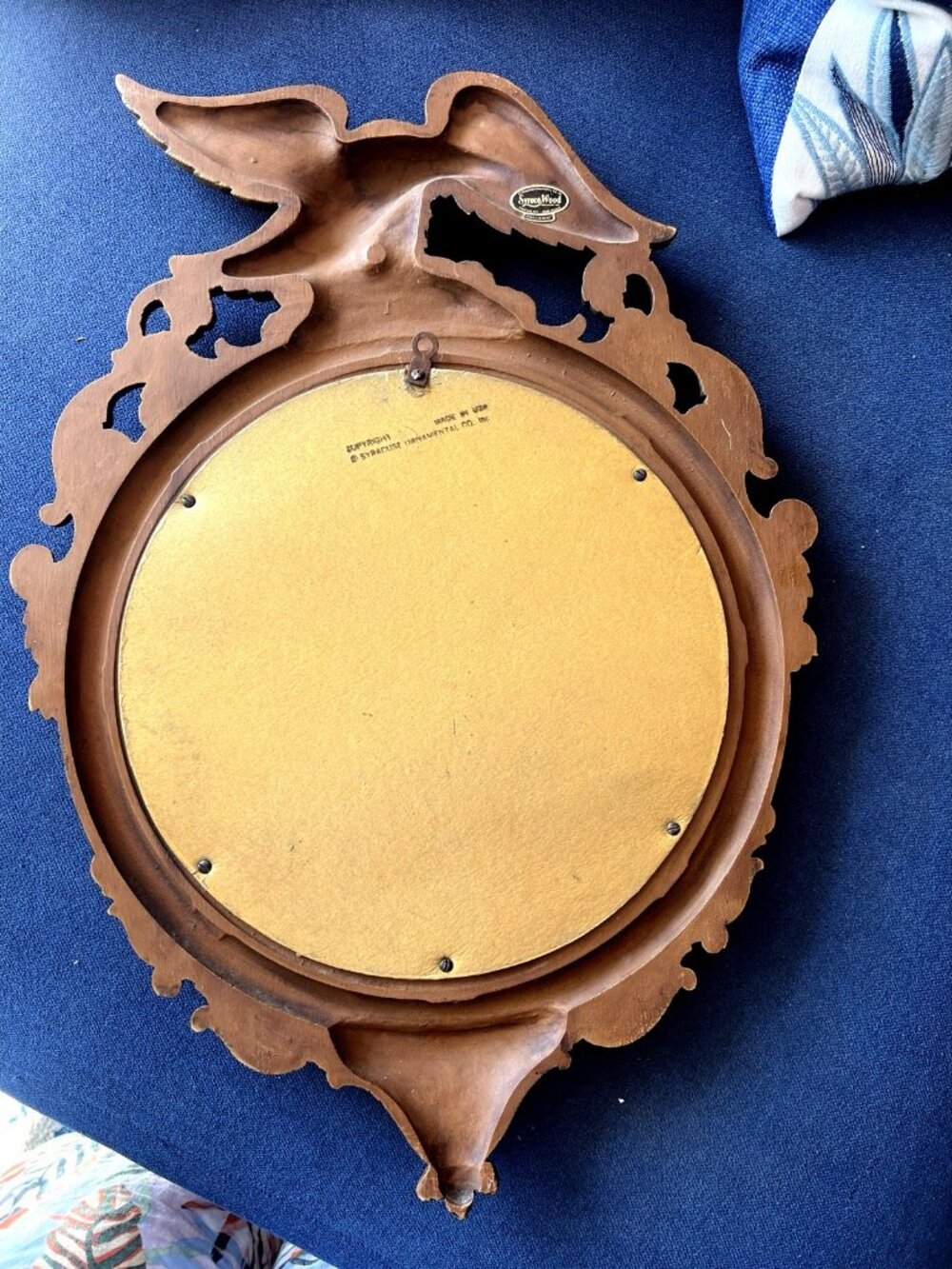 MCM Americana Eagle Convex Wall Mirror Federal 21" Original Tag Syroco Inc USA - Picture 8 of 9